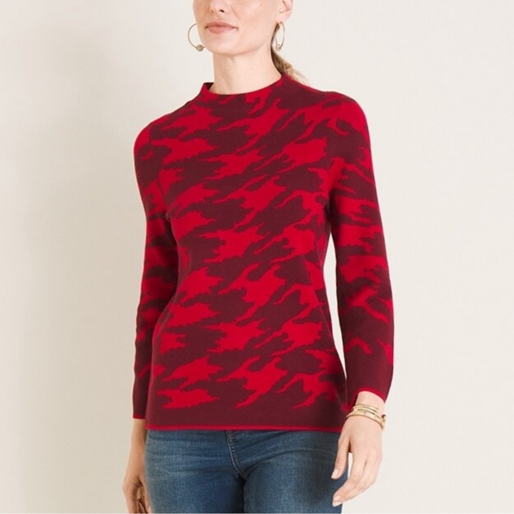 Chicos Zip Back Neck Sweater